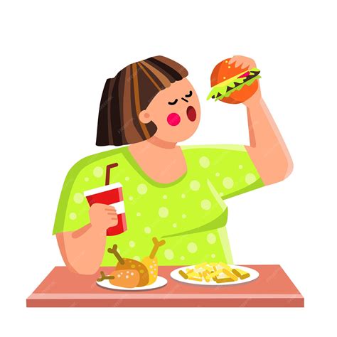 Premium Vector Eating Habits Woman Bad Habit Unhealthy Nutrition