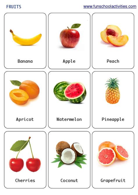 Printable Fruits Flashcards Food Flashcards Printable Flash Cards