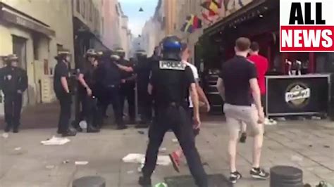 Violence Flares In Marseille Again As Drunken England Fans Hurl Bottles At Police Youtube