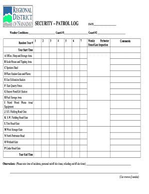 Security Guard Patrol Checklist Template Business Format