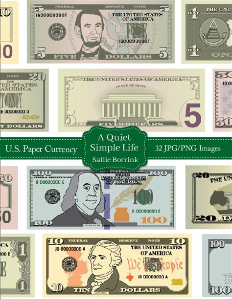 Us Paper Currency Clip Art Realistic Color A Quiet Simple Life
