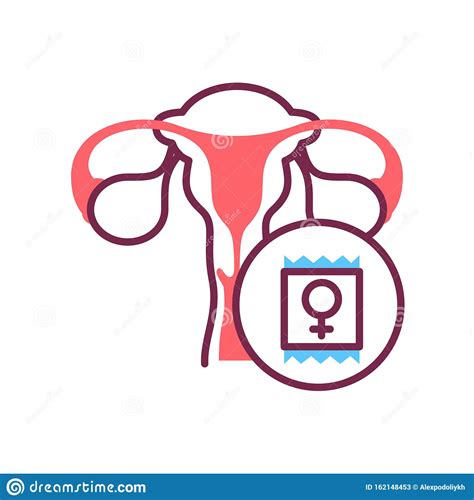 Female Ondom Color Line Icon Woman Contraceptive Birth Control
