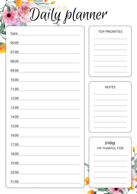 Free Printable Hourly Planner Template