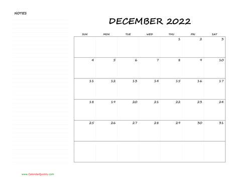 December 2022 Calendar With Notes Get Calendar 2022 Update