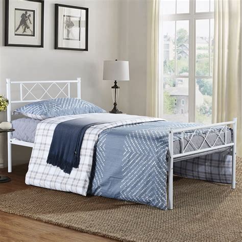 Easy Set Up Premium Twin Metal Bed Frame Platform Box Spring