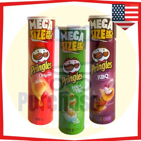 Pringles Mega Size Original 194g Sour Cream And Onion 203g Bbq