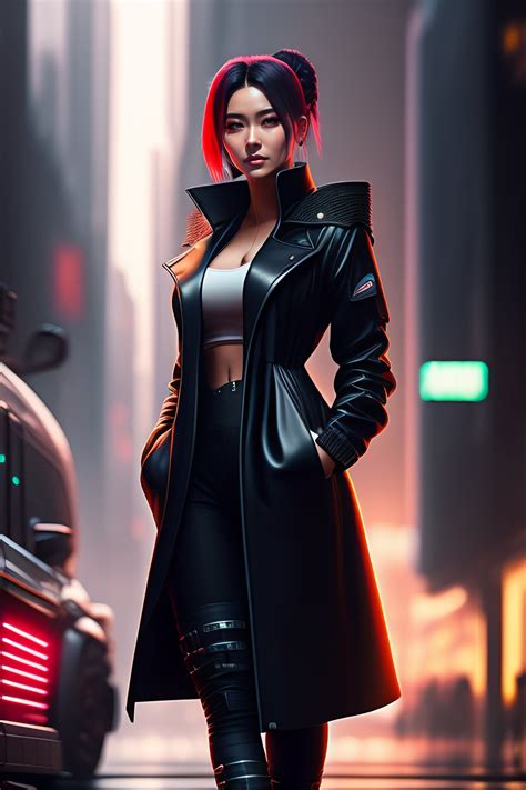 Lexica Cyberpunk City Setting Realistic Anime Woman Wearing A Black
