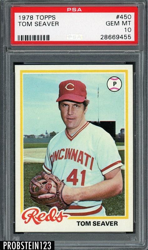 First 1971 seaver i have owned.very nice card,few drinks in the infamous black boarder cards but overall it is ok.highly recomend. 1978 Topps #450 Tom Seaver HOF Cincinnati Reds PSA 10 GEM ...