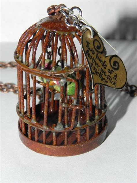 Antique Bird Cage Necklace Tweetledee And Tweetledum Pair Of Peach