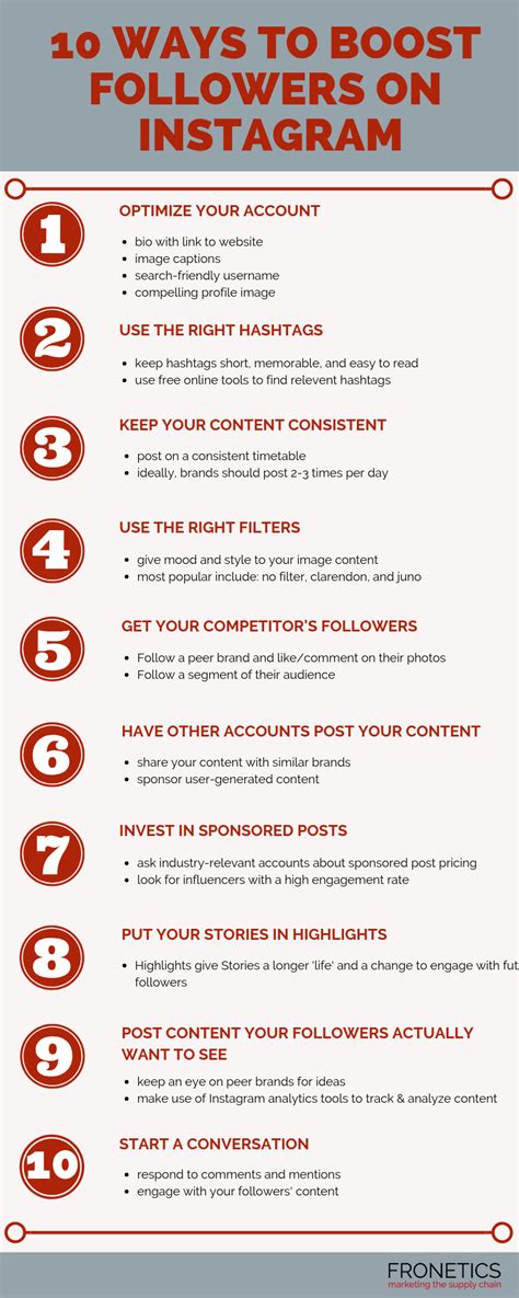 Infographic 10 Ways To Boost Followers On Instagram