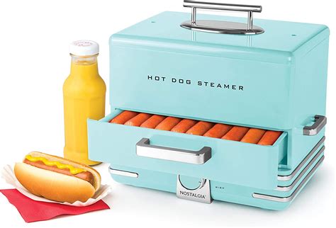 Hot Dog Steamer Machine Electric Food Bun Warmer Cooker Red Retro