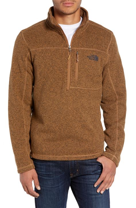 The North Face Gordon Lyons Quarter Zip Fleece Jacket In Brown For Men