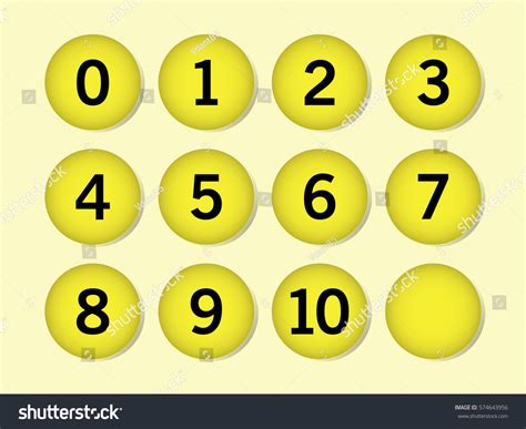Simple Yellow Circle Numbers 0 10 Vector De Stock Libre De Regalías