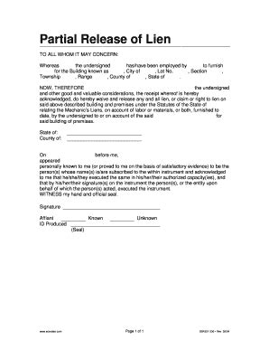 Unconditional Partial Lien Release Form Fill And Sign Printable