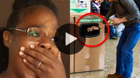 lady sees crying man forced to throw package in trash what she digs out is heartbreaking