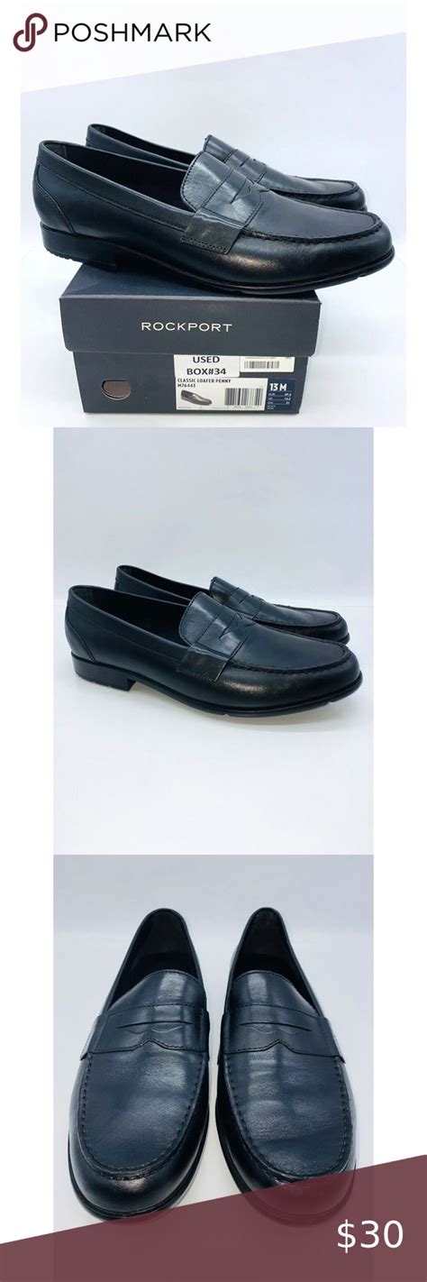 rockport men s classic leather loafer penny loafer black us 13m eur 47 5 penny loafers