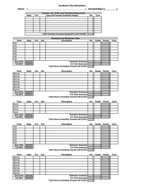 College Four Year Plan Template 15 For Four Year Plan Template