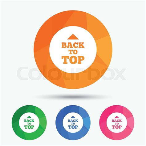 Back To Top Arrow Sign Icon Scroll Up Symbol Stock Vector Colourbox