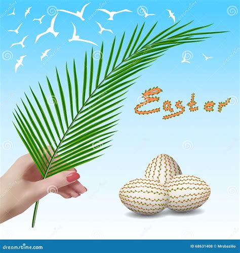 Easter Easter Branch Palm Branch Palm Sunday Stock Illustration