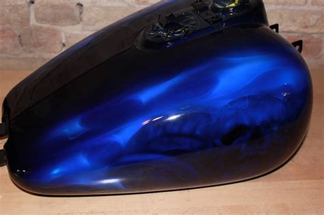 Online Motorcycle Paint Shop Candy Blue Skulls And Fire