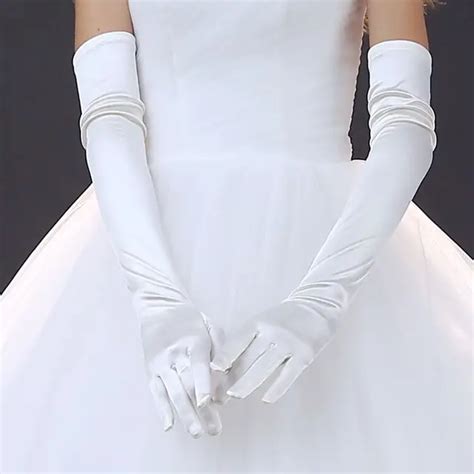 Elbow Length Long Woman Wedding Gloves Finger White Bridal Wedding
