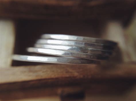 Skinny Rings Oxidized Silver Stackable Rings By Lovegem Studio