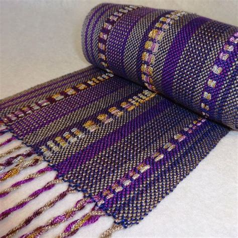 Handwoven Scarf Woven Purple Tencel Scarf Rayon Ribbon Sparkle