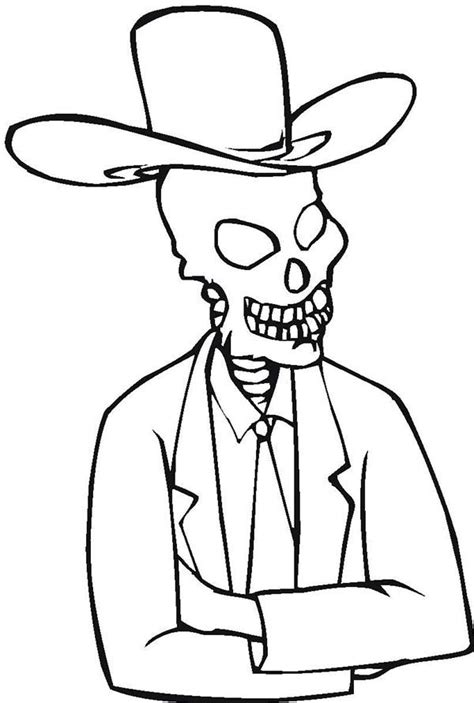 Here you can find cowboy coloring pictures to print out and color. Skeleton with Cowboy Hat Coloring Page - NetArt