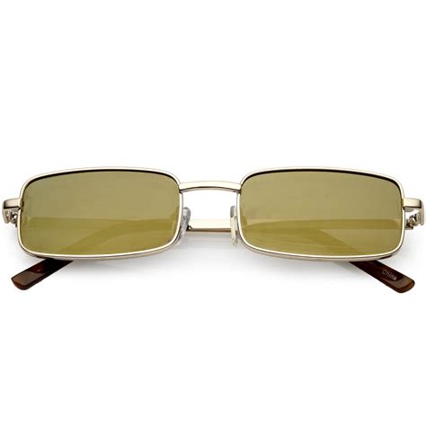 retro unisex small rectangle mirrored flat lens sunglasses zerouv