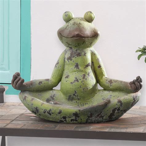 Sunjoy Frog In Lotus Position Garden Statue Ebay