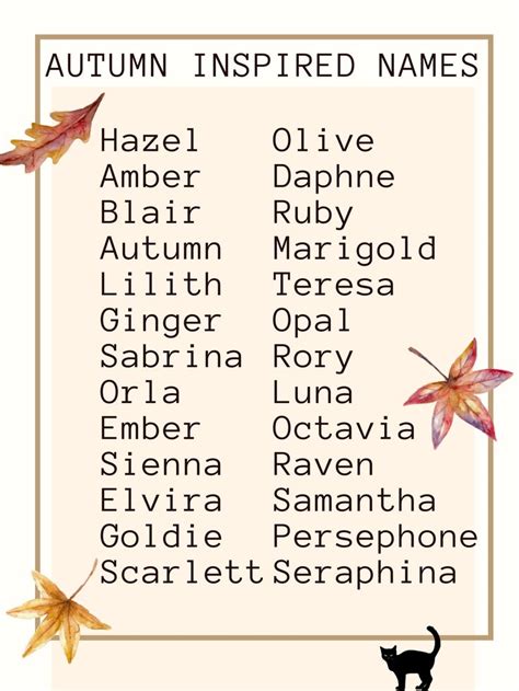 Autumn Inspired Names Best Character Names Writing Inspiration