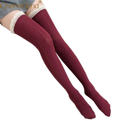 newly design women girls lace top stockings over knee thigh high warm leg winter boot cuffs