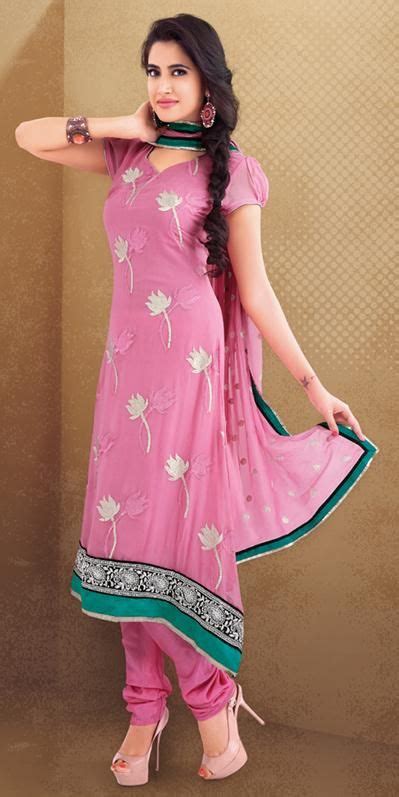 Pink Cotton Embroidery Long Churidar Salwar Kameez 23951 Indian Women Fashion Beautiful