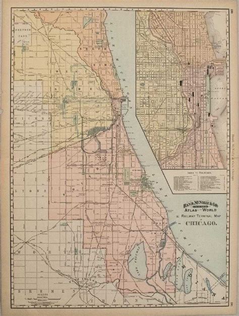 1892 Rand Mcnally Map Of Chicago Railway Terminal