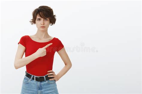 Girl Not Like It Intense Displeased Unsatisfied Young Sulking Woman Short Haircut Frowning