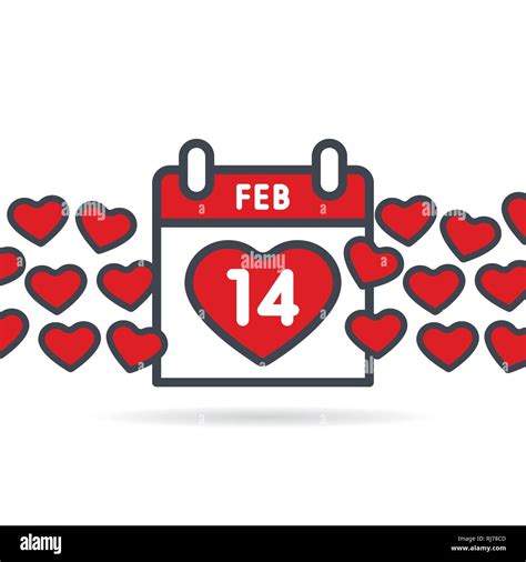 Valentines Day Calendar February 14th Illustration Stock Vector Image