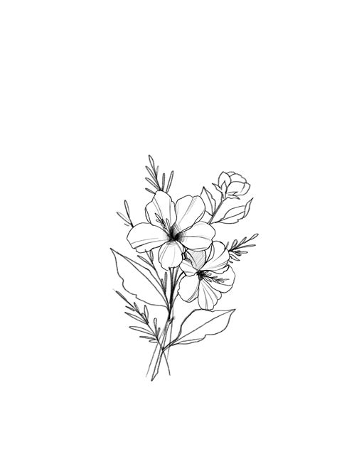 Small minimalist wildflower tattoo with fine black lines and. absolutely gorgeous | line art floral flowers bouquet ...