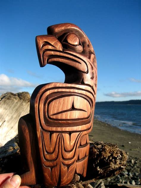 Northwest Coast First Nations Native Art Carving Eagle Signed