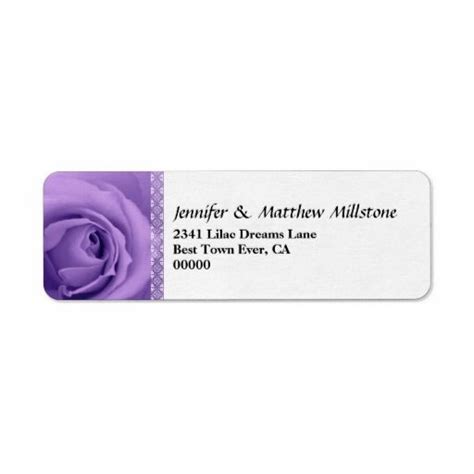 Soft Pastel Purple Rose With Lace Trim Wedding Label