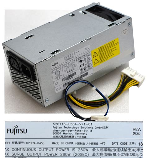 Netzteil 250w Server Fujitsu Primergy Tx1320 M1 M3 S26113 E564 V71 01