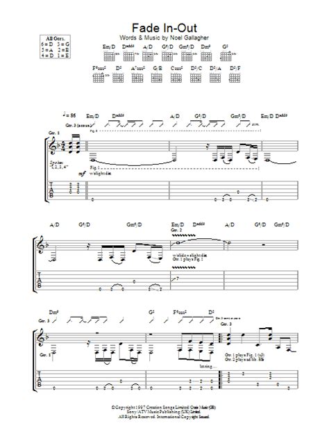 Fade In Out By Oasis Guitar Tab Guitar Instructor