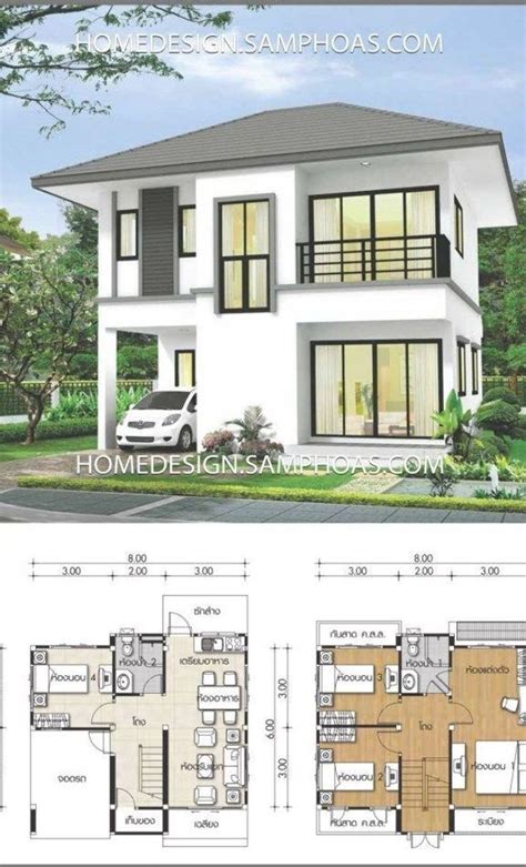 Small House Plans 8x6m With 4 Bedrooms Home Ideassearch Small House
