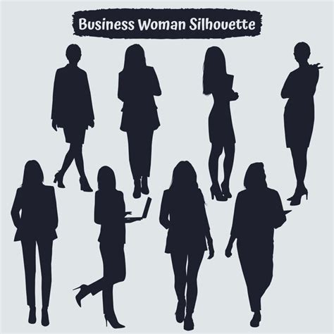 Premium Vector Collection Of Business Woman Silhouettes In Different