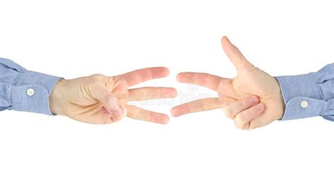 Various Gestures Of Male Hands Between Each Other On A White Background