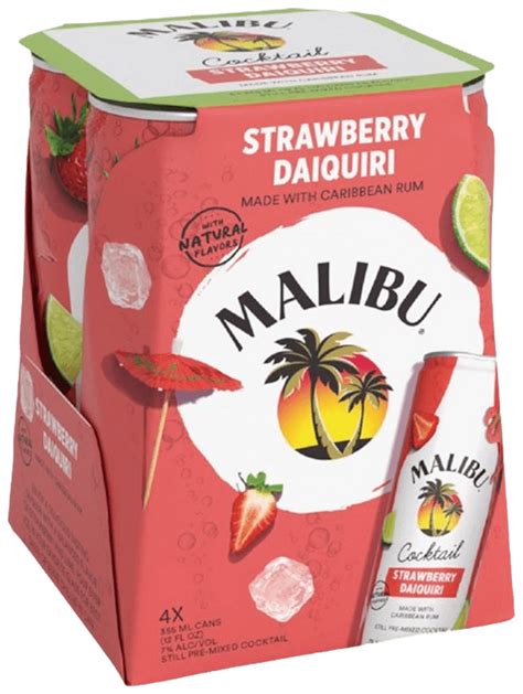 Malibu Strawberry Daiquiri Cocktail 4 Cans Coolers Parkside Liquor Beer And Wine