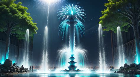 water fountains in the futur created with SeaArt AI