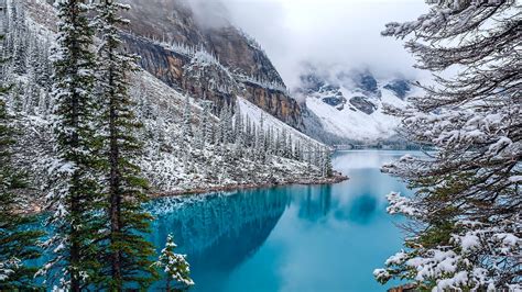 Moraine Lake 4k Winter Mountains Banff National Park Alberta Canada