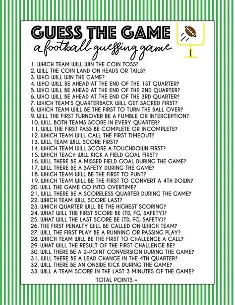 Free Printable Super Bowl Guessing Game Guessing Games Superbowl