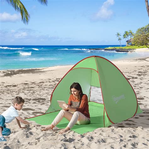 Outsunny 2 3 Person Pop Up Tent Instant Camping Tent Sun Shade Shelter Green Fruugo Uk