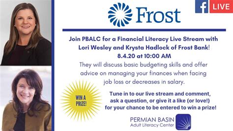 Financial Literacy Live Stream With Frost Bank Pbalc Events